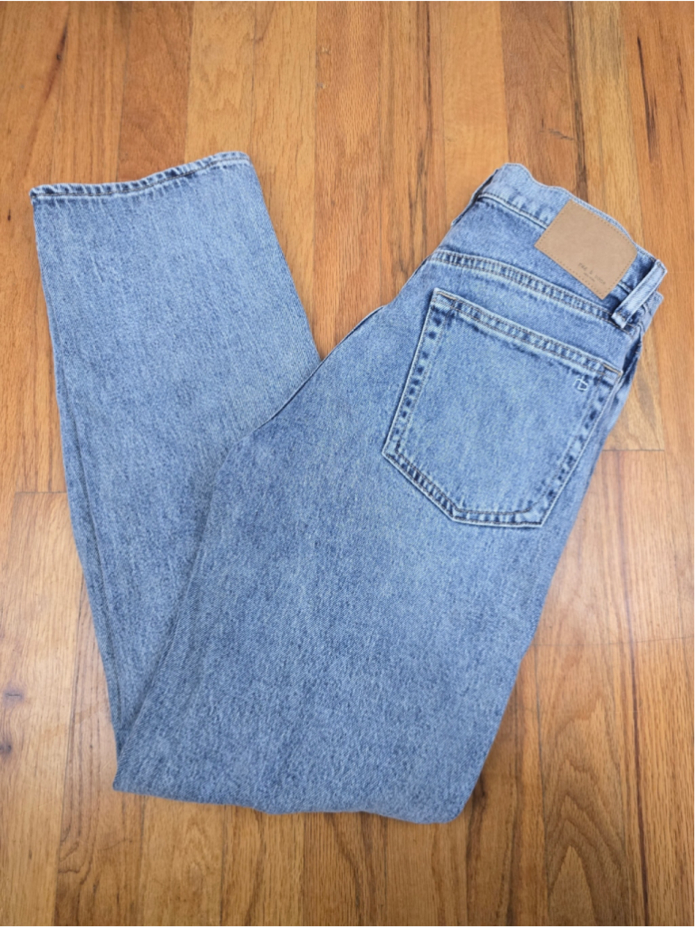 Women's rag & bone Harlow Mid-Rise Straight Leg Jeans, Size 26, Blue